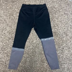 Nike Kids Black and Gray Colorblock Leggings